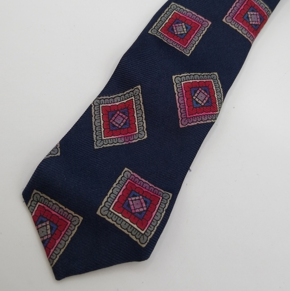Bert Pulitzer 100% Silk Foulard Geometric Pattern Necktie Men's Tie - Picture 5 of 12